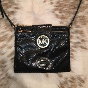 Michael Kors black snakeprint crossbody purse